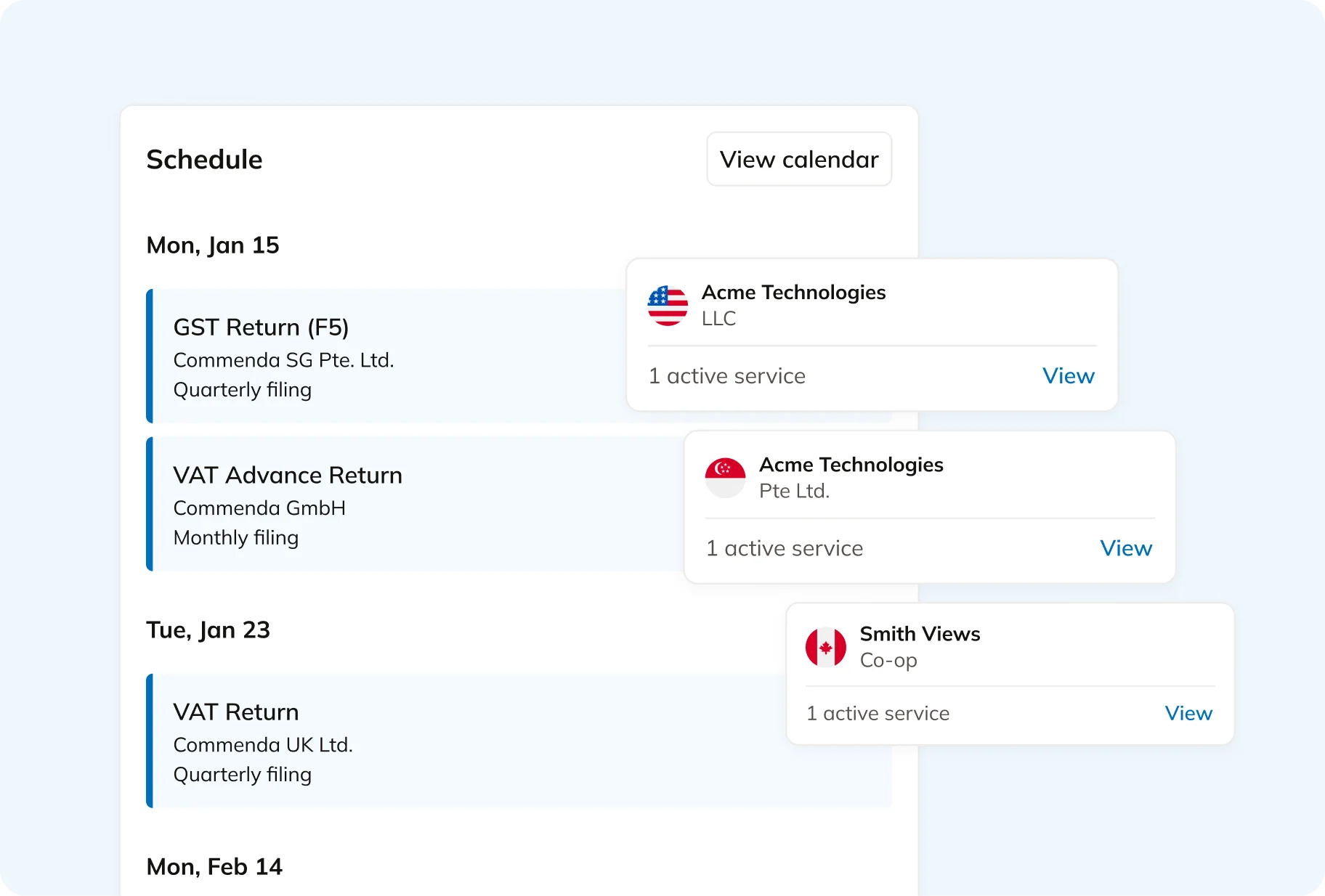 Commenda multi-client compliance management with entity separation and permission controls