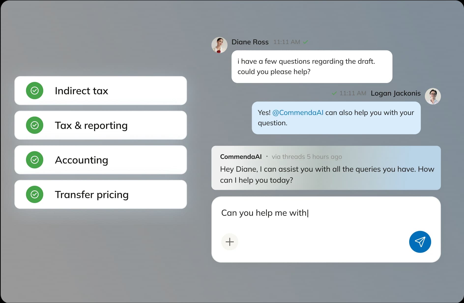 Commenda cross-border operations dashboard showing global entity structure and compliance tracking