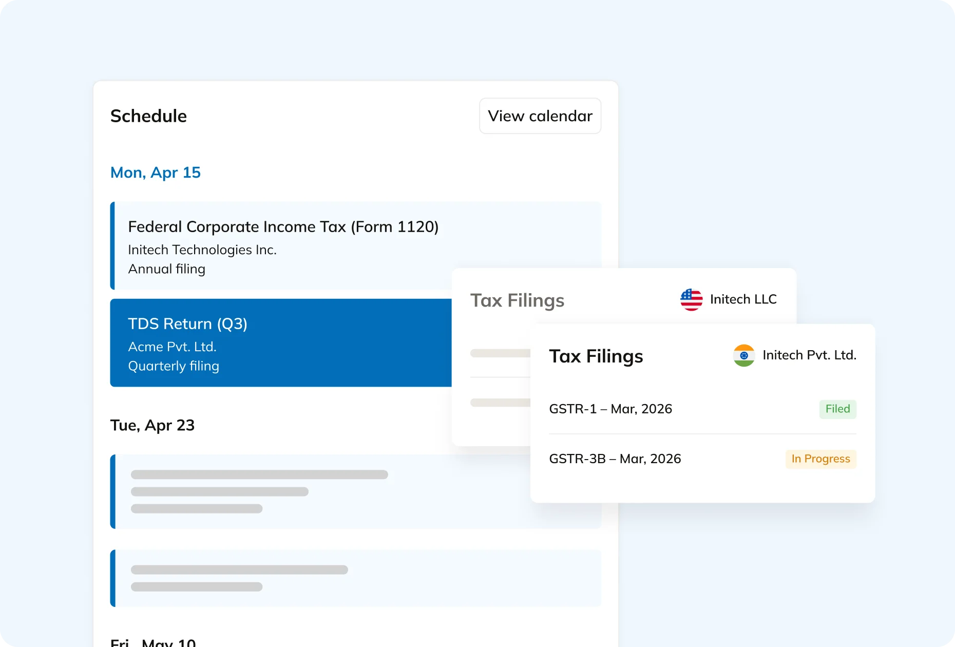 Commenda compliance tracking dashboard with filing deadlines and regulatory obligation monitoring across jurisdictions