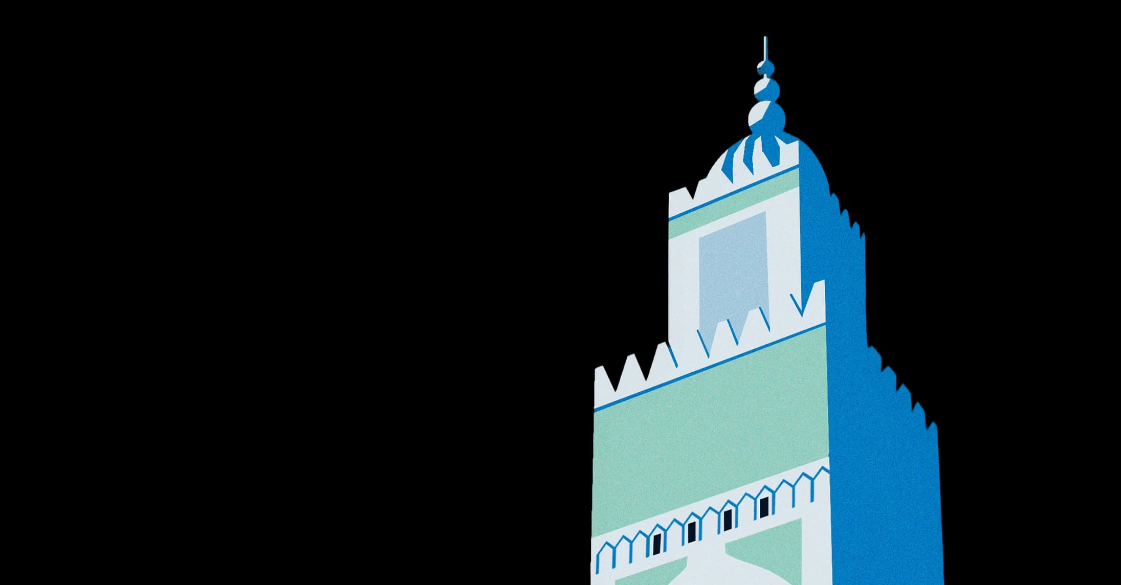 Hassan II Mosque illustration representing business in Morocco