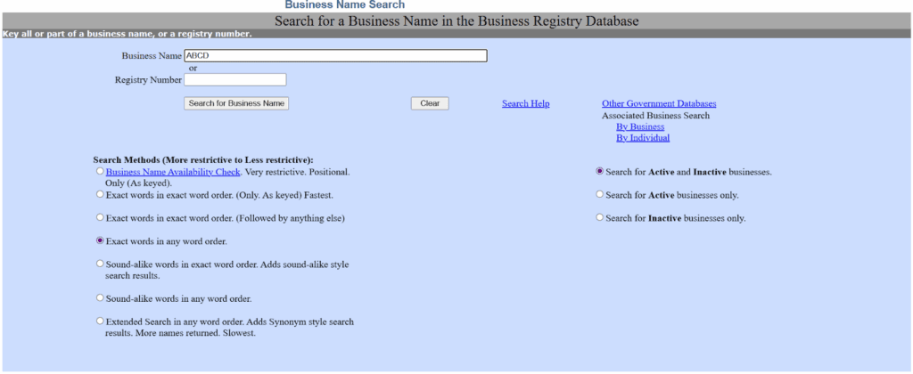 Enter Search Criteria