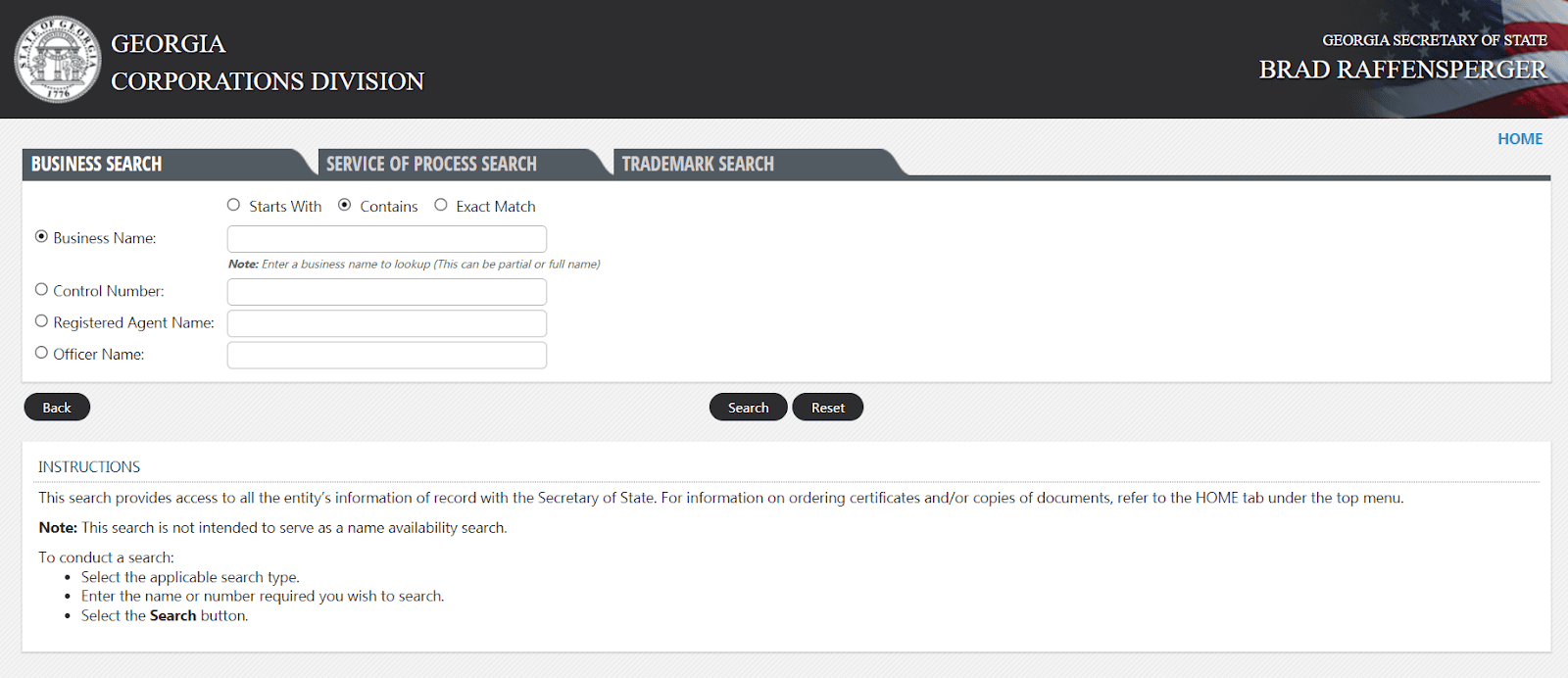 Choose Search Criteria