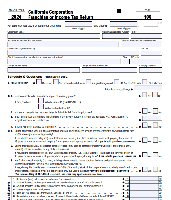 100ex Form Form 100 Instructions and Forms for Tax Returns | Commenda