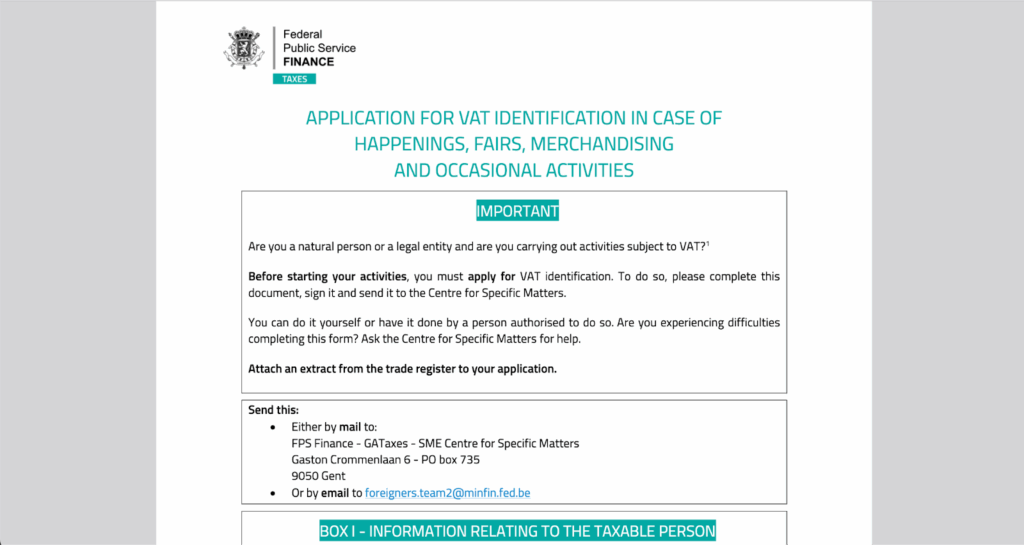 Application for VAT