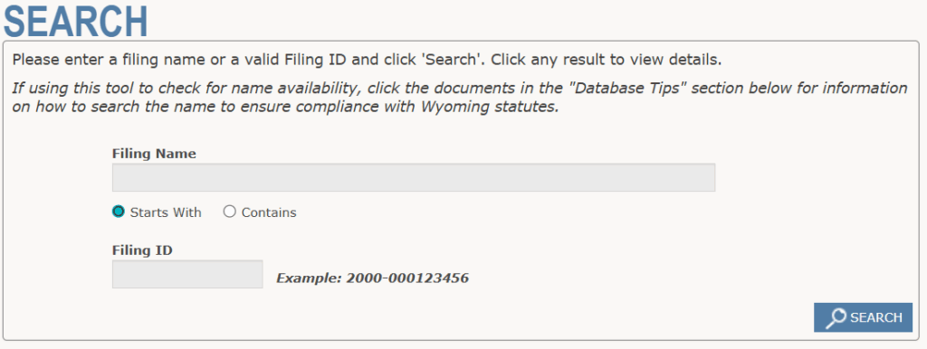 Enter Entity Name, Number, or Officer Details